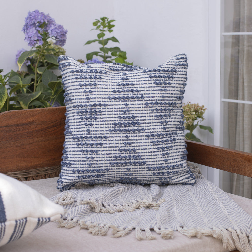 20" White and Natural Geometric Throw Pillow