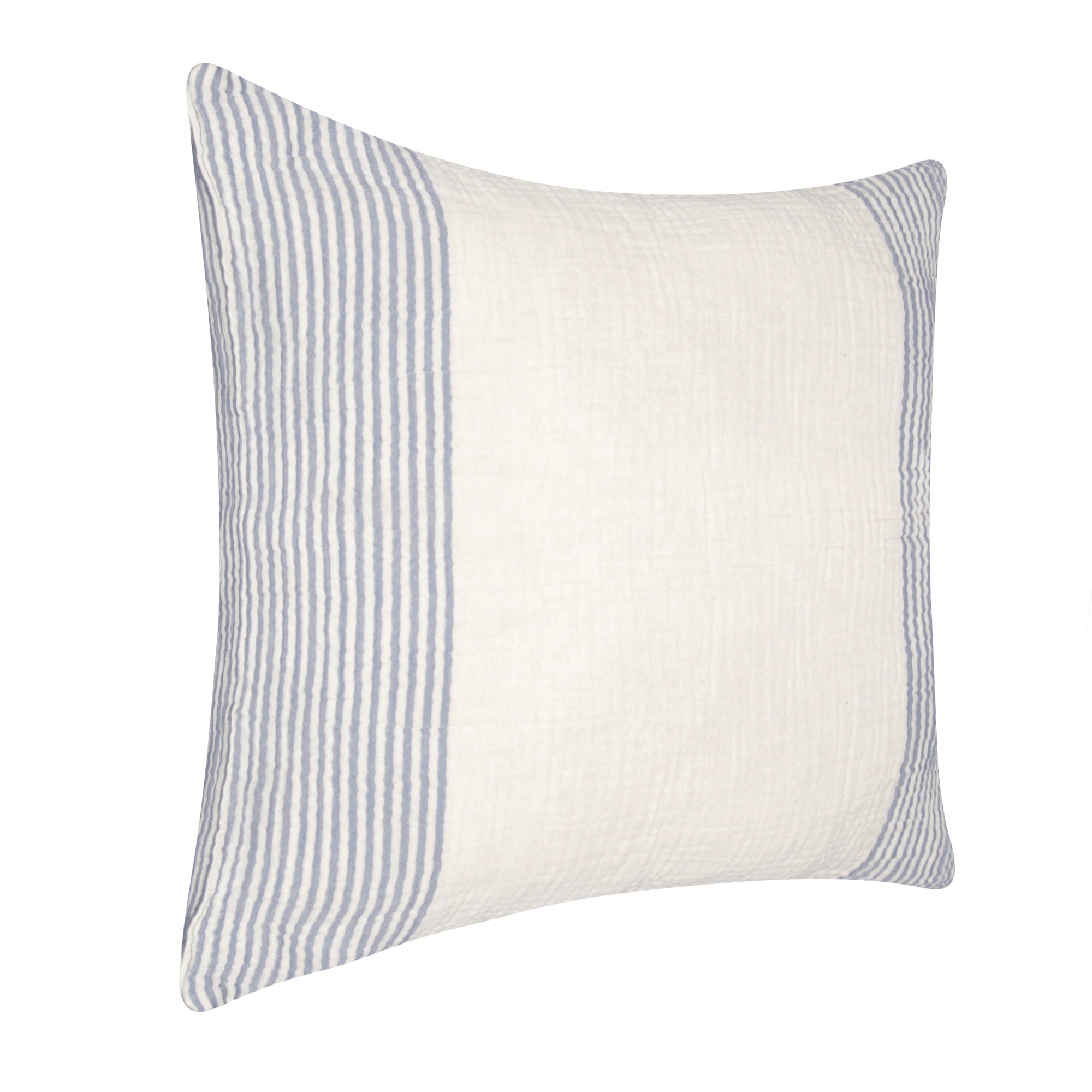 22" Blue Striped Cotton Throw Pillow