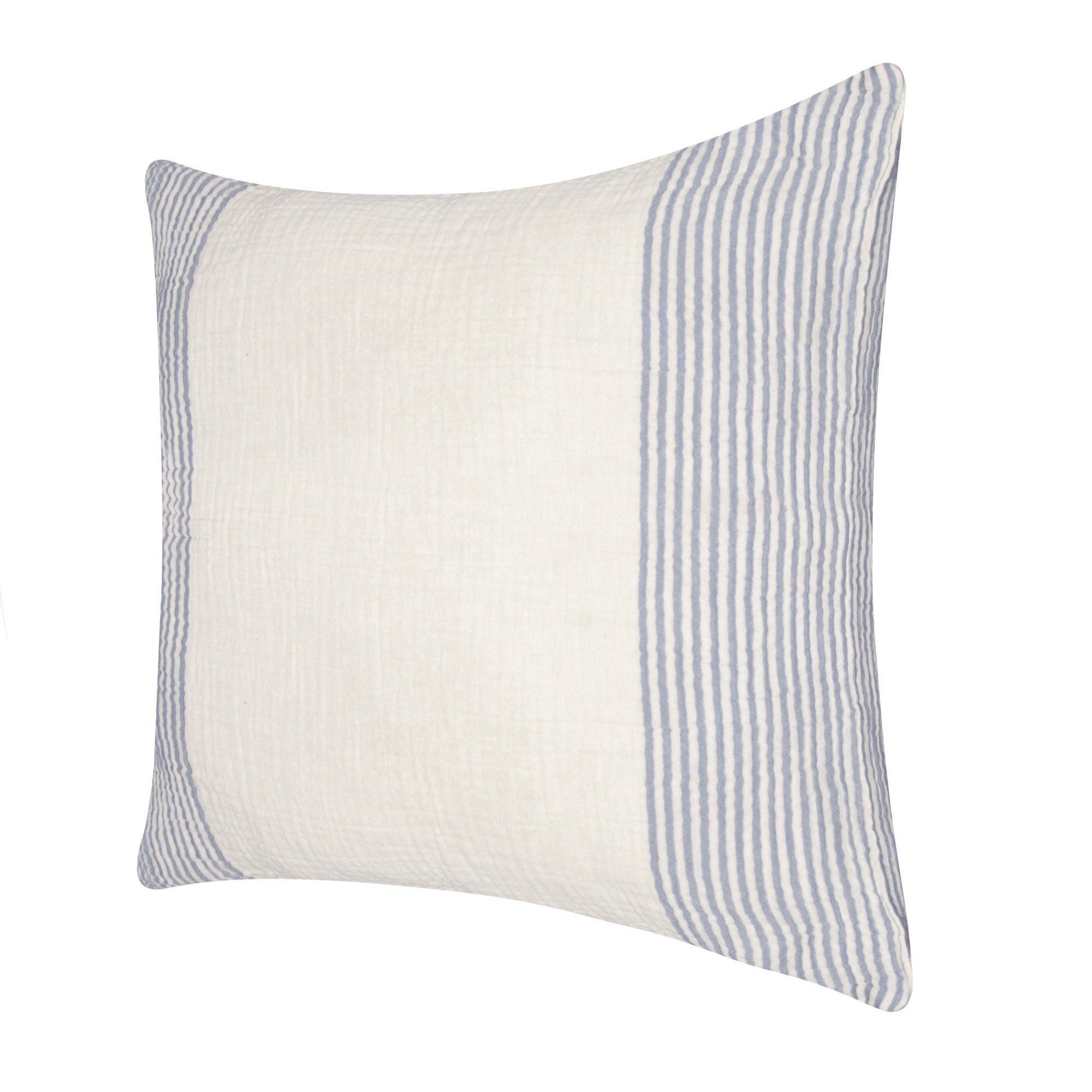 22" Blue Striped Cotton Throw Pillow