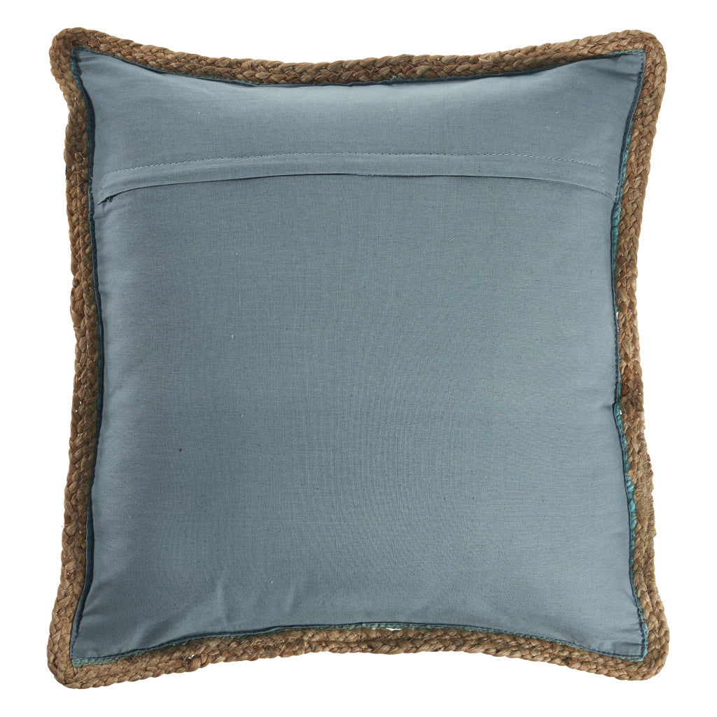 Set of Two Turquoise Cotton Throw Pillow With Ruffle