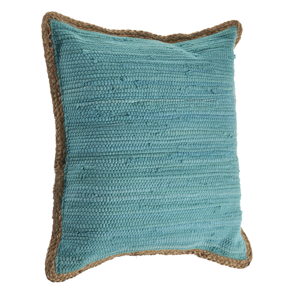 Set of Two Turquoise Cotton Throw Pillows With Ruffles