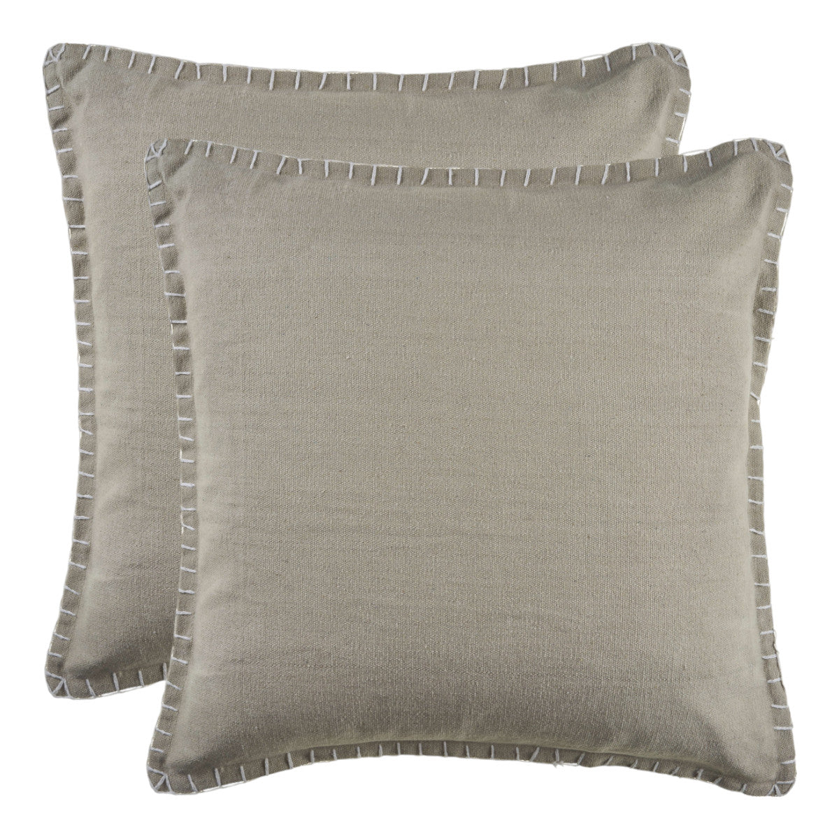 Set of Two Blue Cotton Throw Pillow