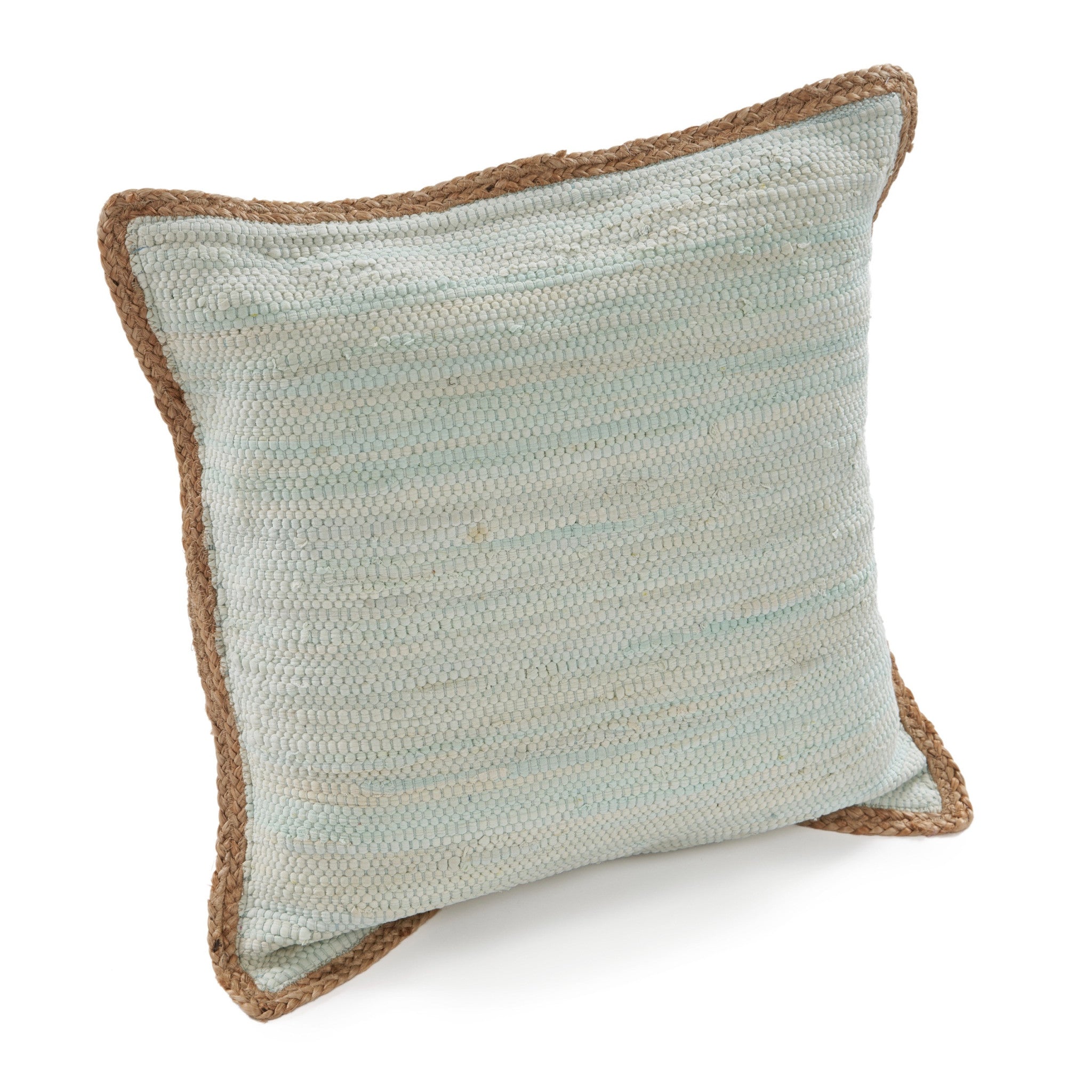 Set of Two Turquoise Cotton Throw Pillow With Ruffle