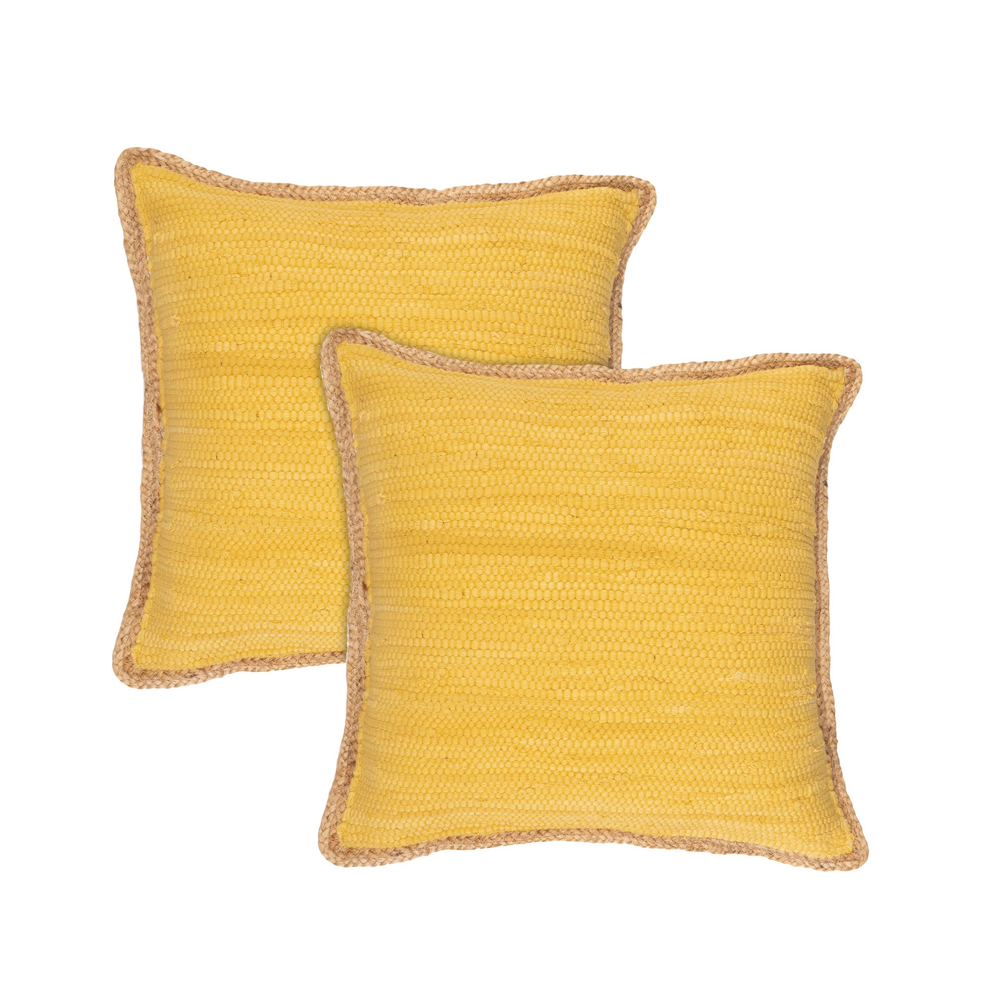 Set of Two Yellow Cotton Throw PillowS