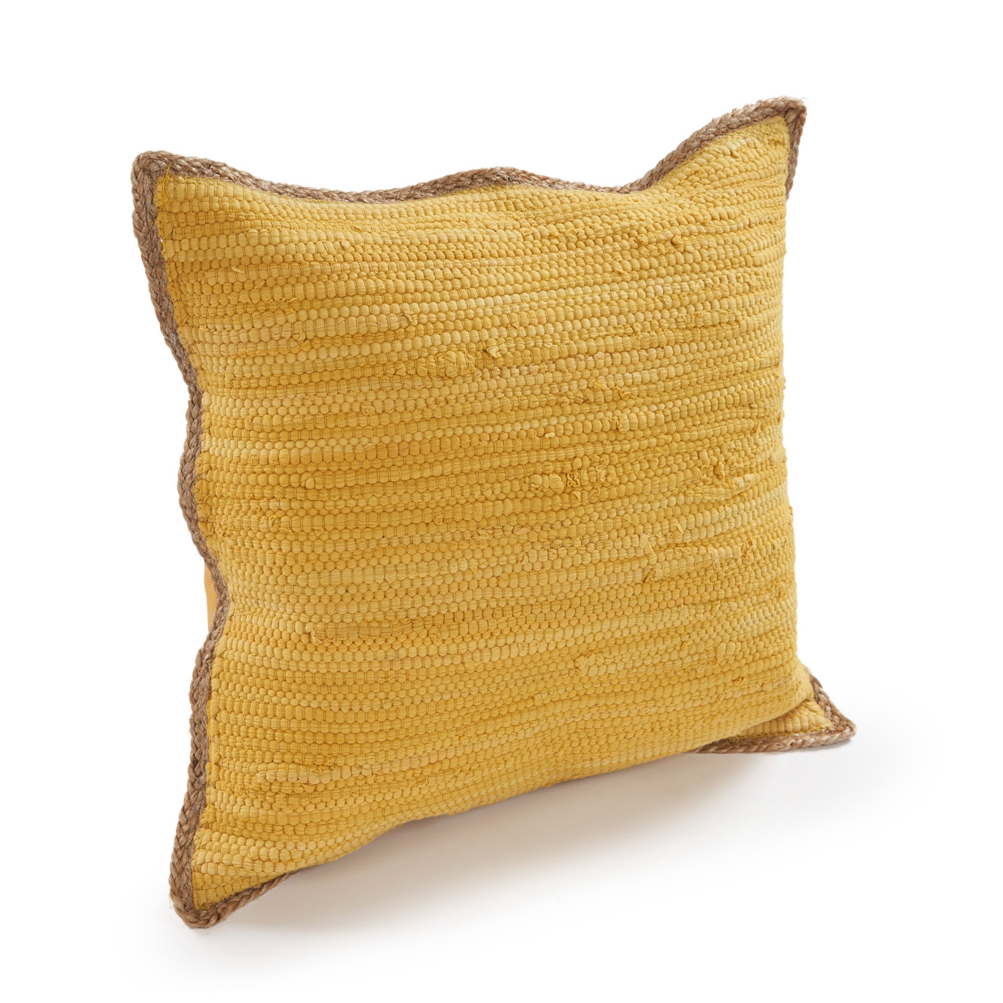 Set of Two Yellow Cotton Throw PillowS