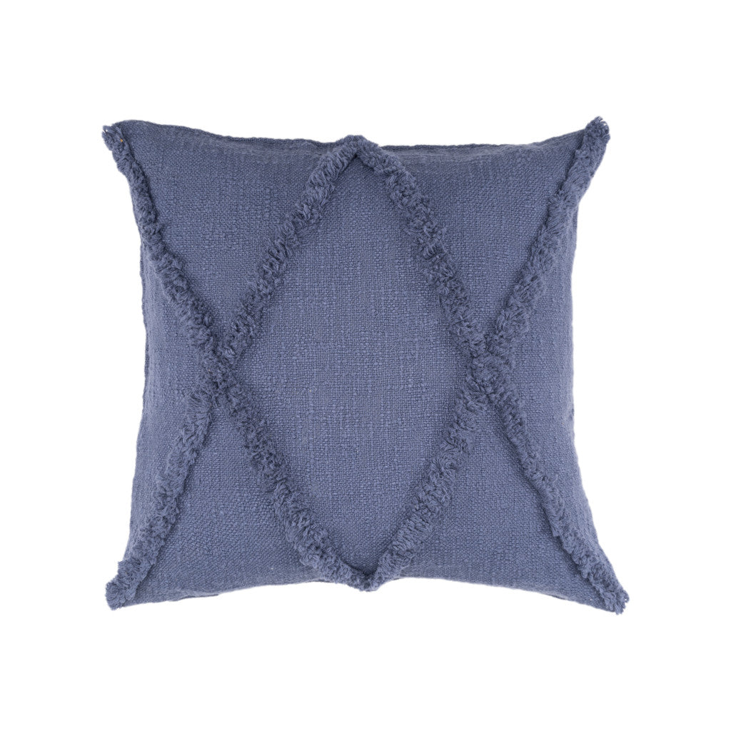 Set of Two Dark Gray Diamond Cotton Throw Pillow With Fringe