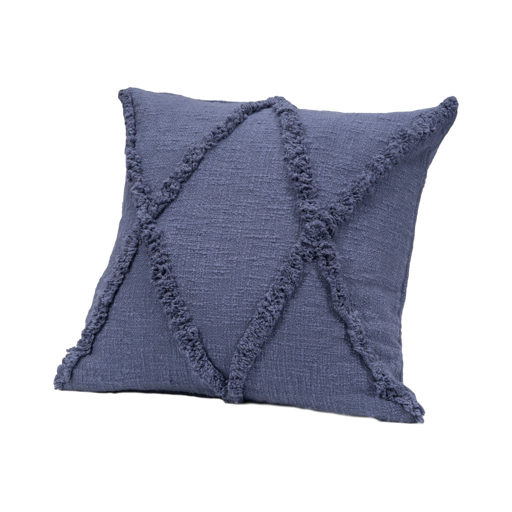 Set of Two Dark Gray Diamond Cotton Throw Pillow With Fringe