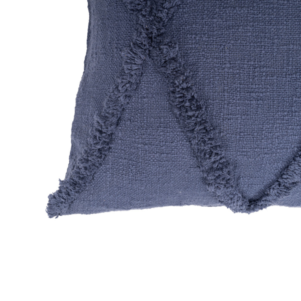 Set of Two Dark Gray Diamond Cotton Throw Pillow With Fringe