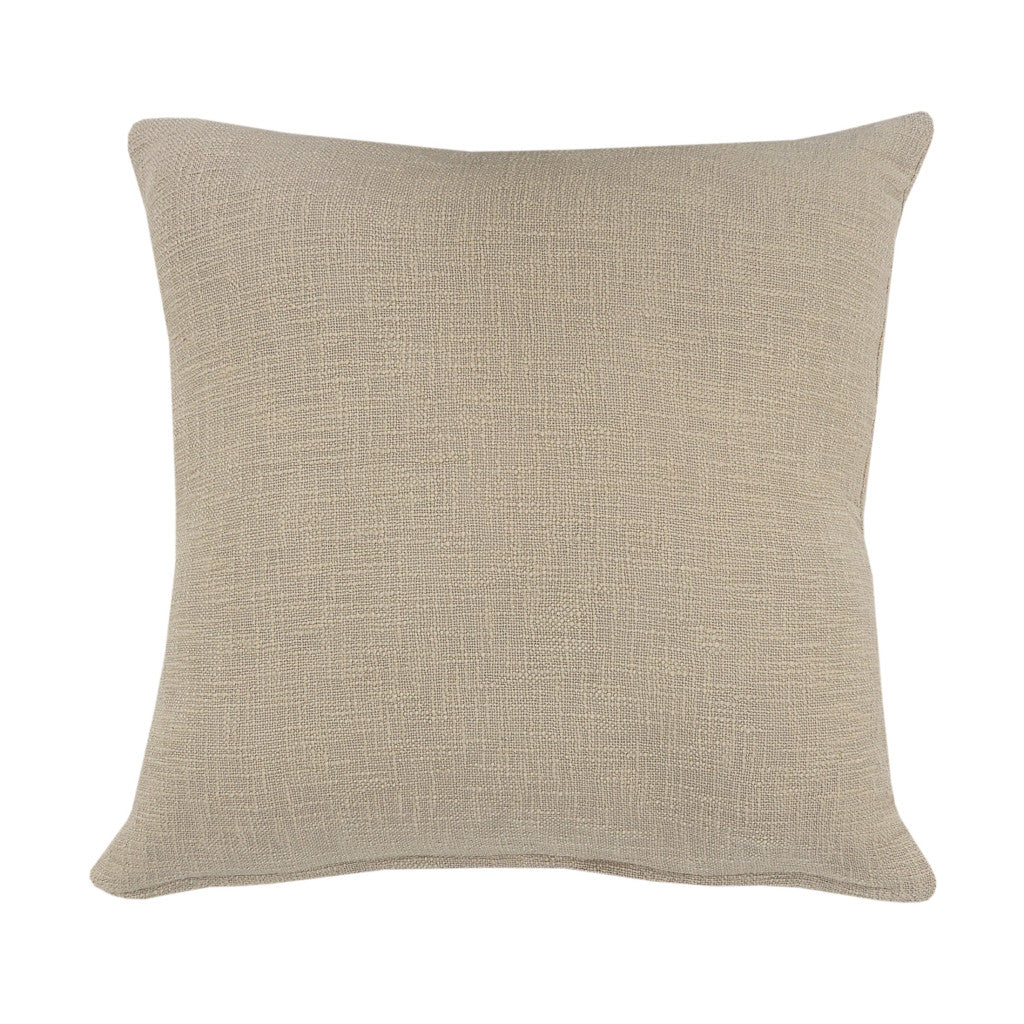 Set of Two Taupe and Brown Diamond Cotton Throw Pillow With Fringe