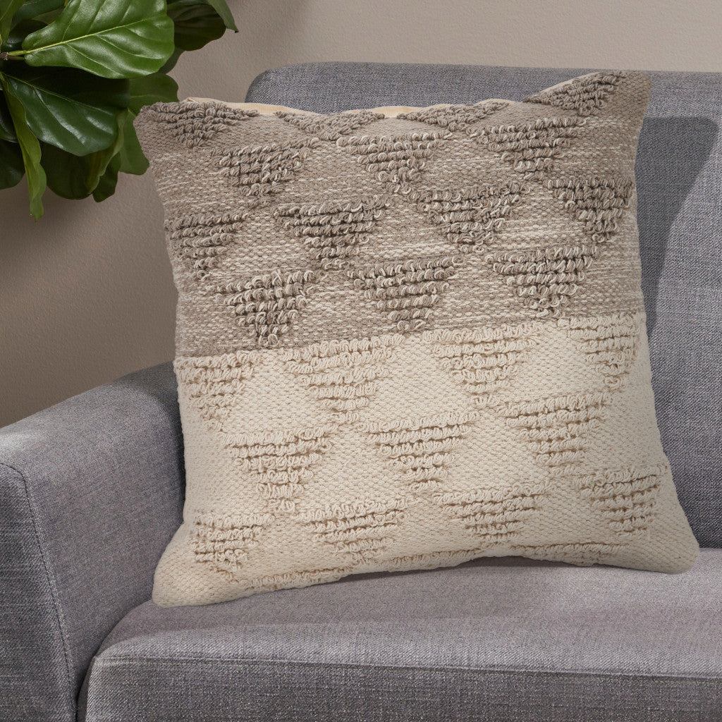 Set of Two Cream Geometric Cotton Throw Pillow With Texture