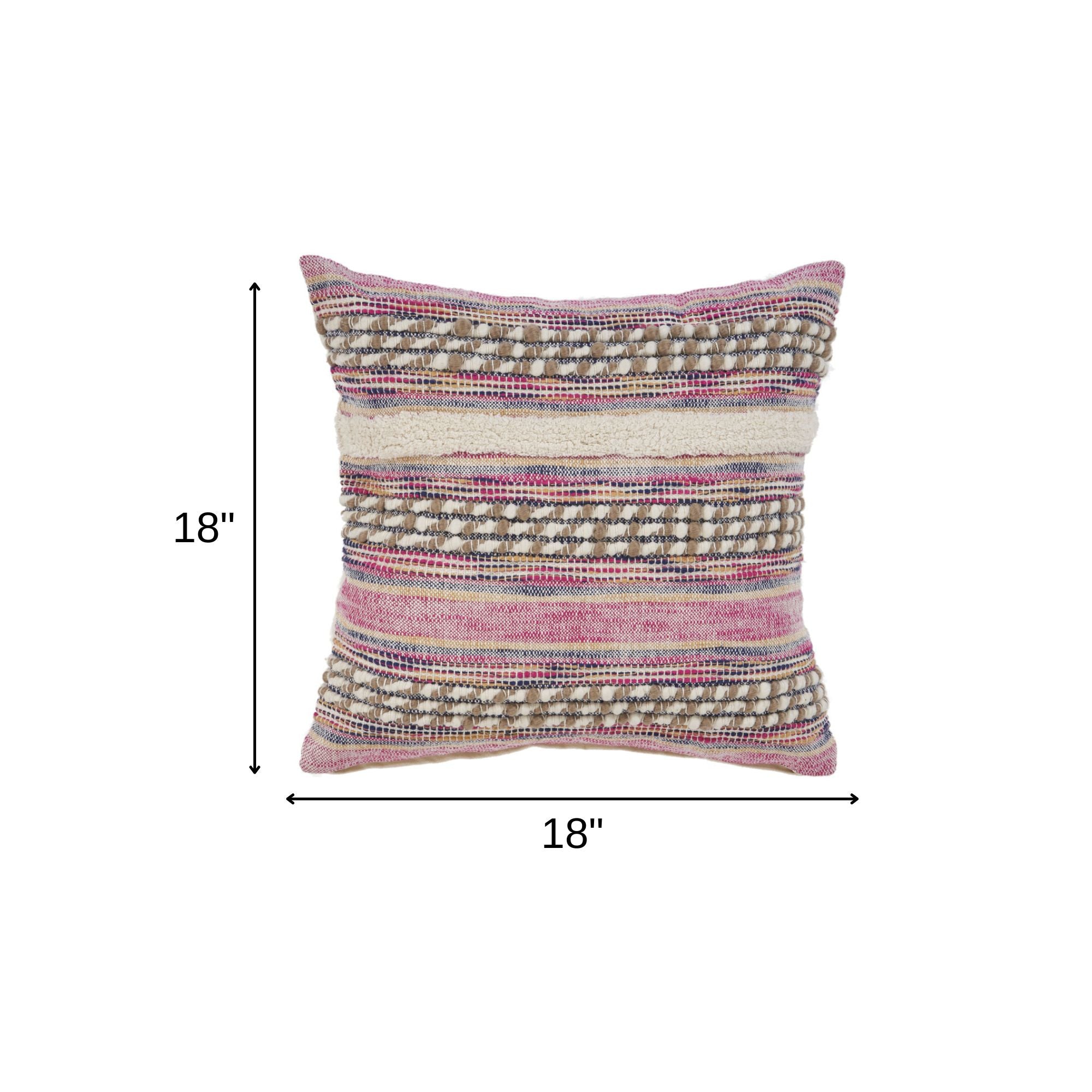 Set of Two Pink Striped Cotton Throw Pillow With Fringe