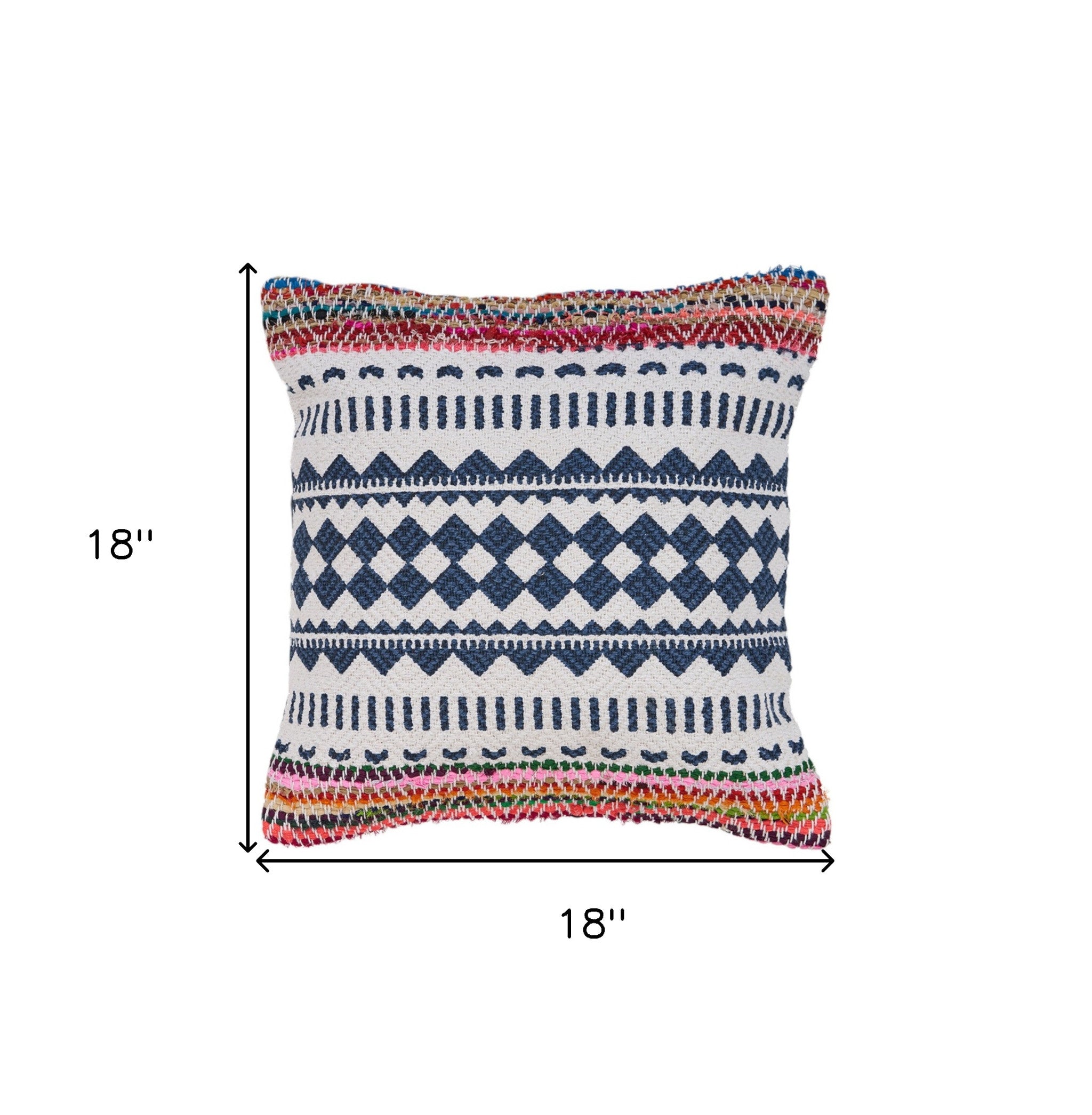 Set of Two Blue Geometric Cotton Throw Pillow