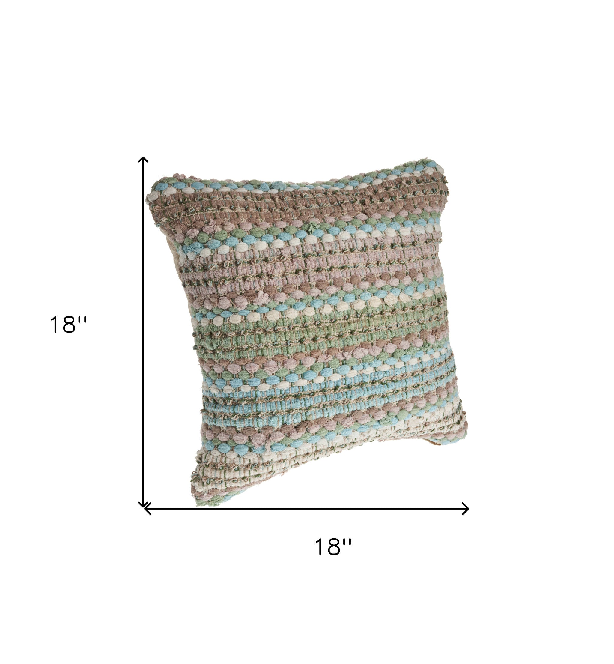 Set of Two Green Blue Striped Cotton Throw Pillow