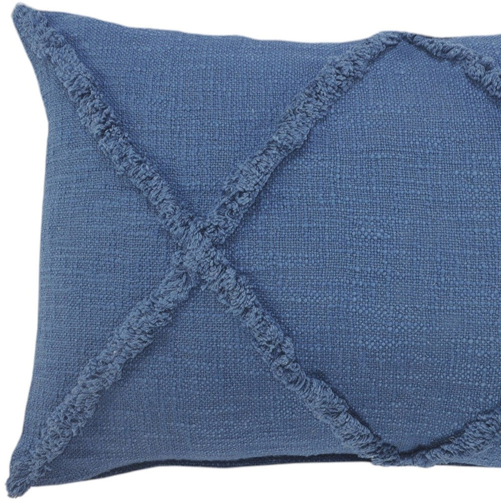 Set of Two Dark Gray Diamond Cotton Throw Pillow With Fringe