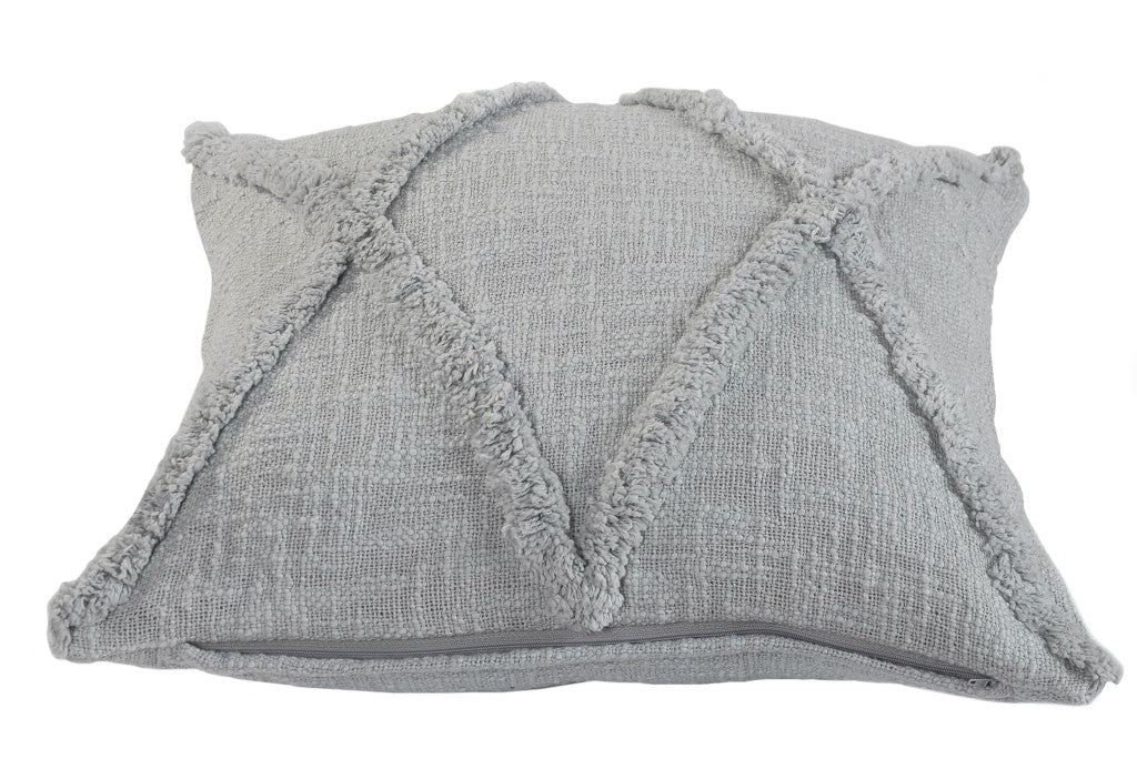 Set of Two Dark Gray Diamond Cotton Throw Pillow With Fringe