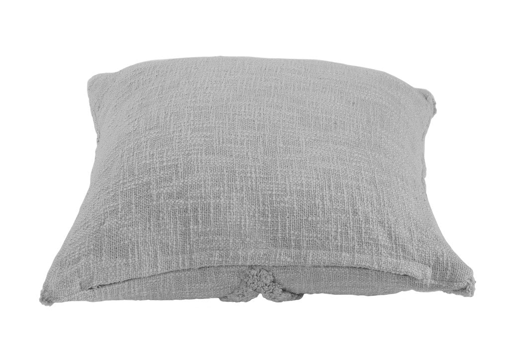 Set of Two Dark Gray Diamond Cotton Throw Pillow With Fringe