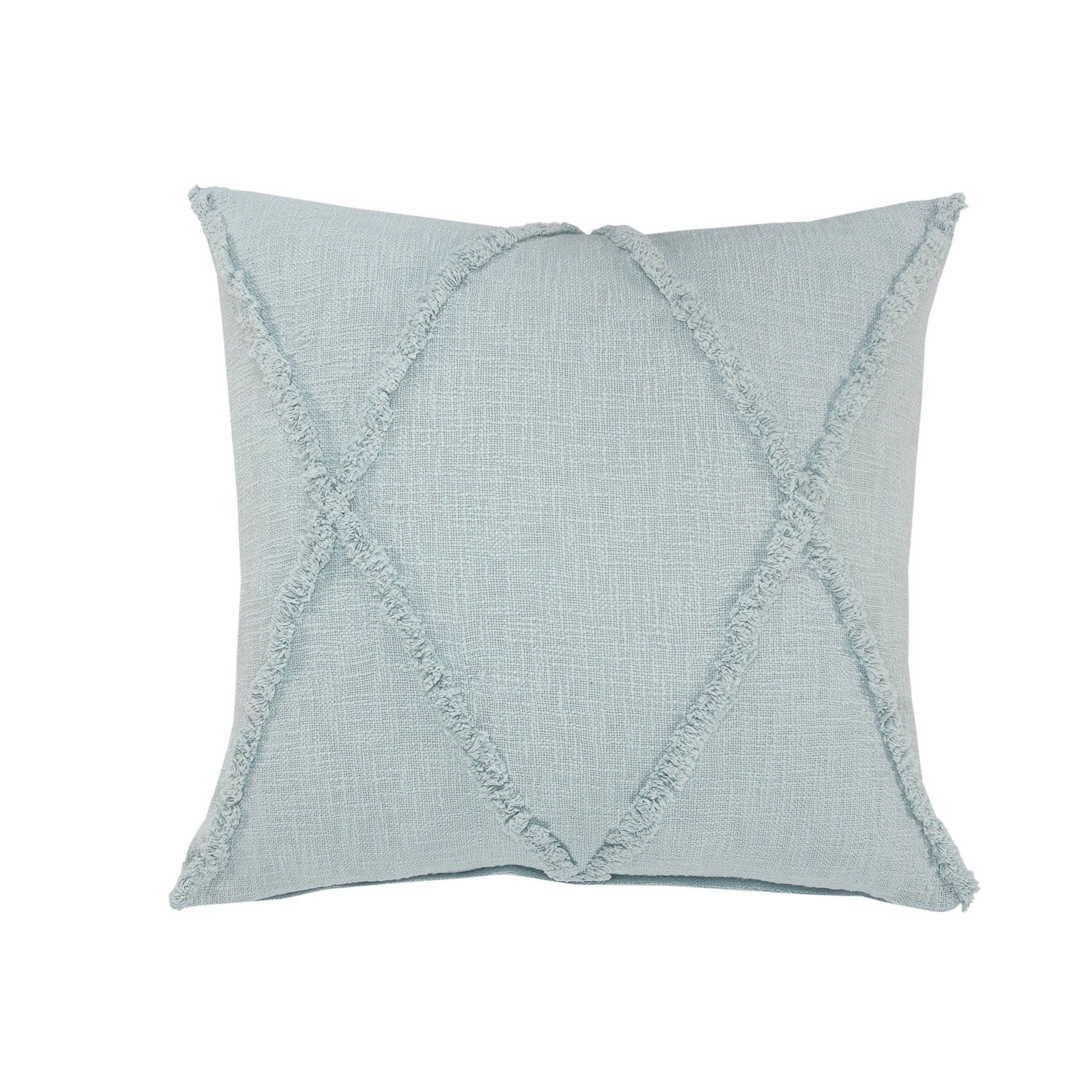 Set of Two Dark Gray Diamond Cotton Throw Pillow With Fringe