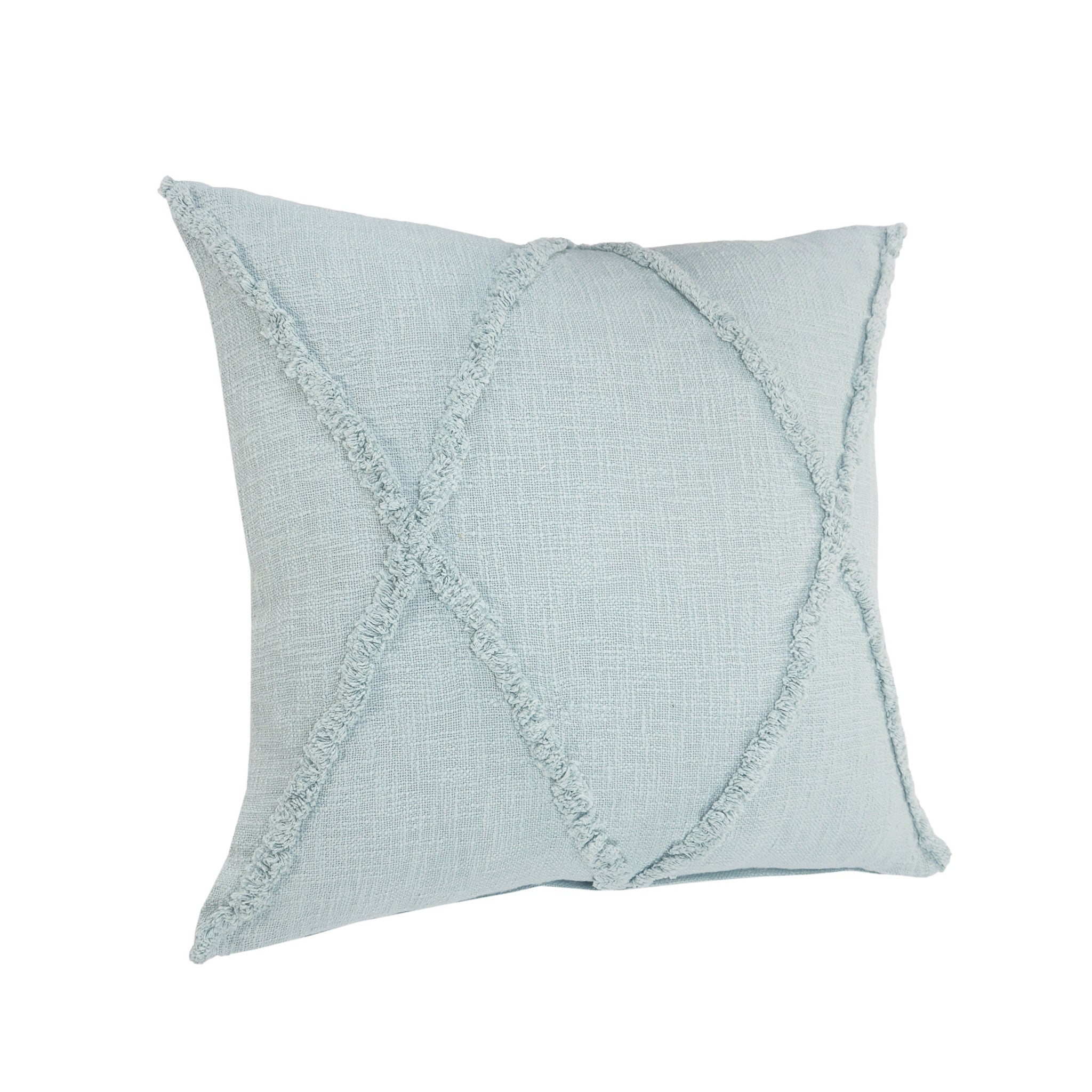 Set of Two Dark Gray Diamond Cotton Throw Pillow With Fringe