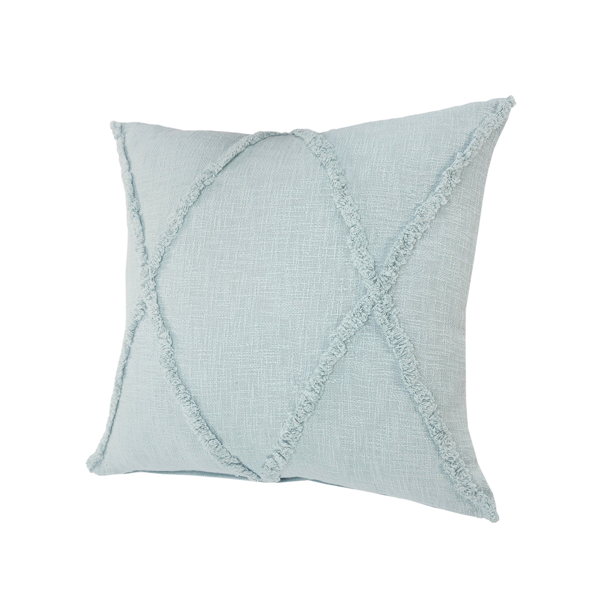 Set of Two Dark Gray Diamond Cotton Throw Pillow With Fringe