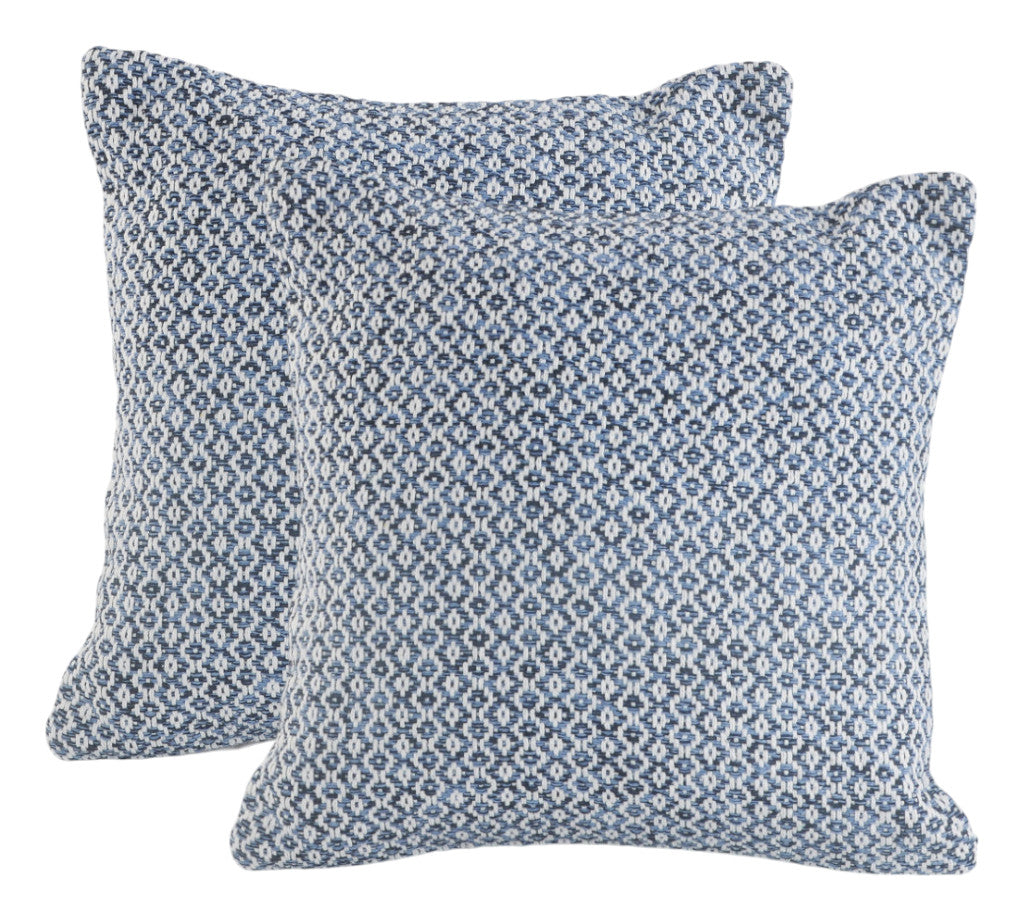 Set of Two Blue Chevron Cotton Throw Pillow