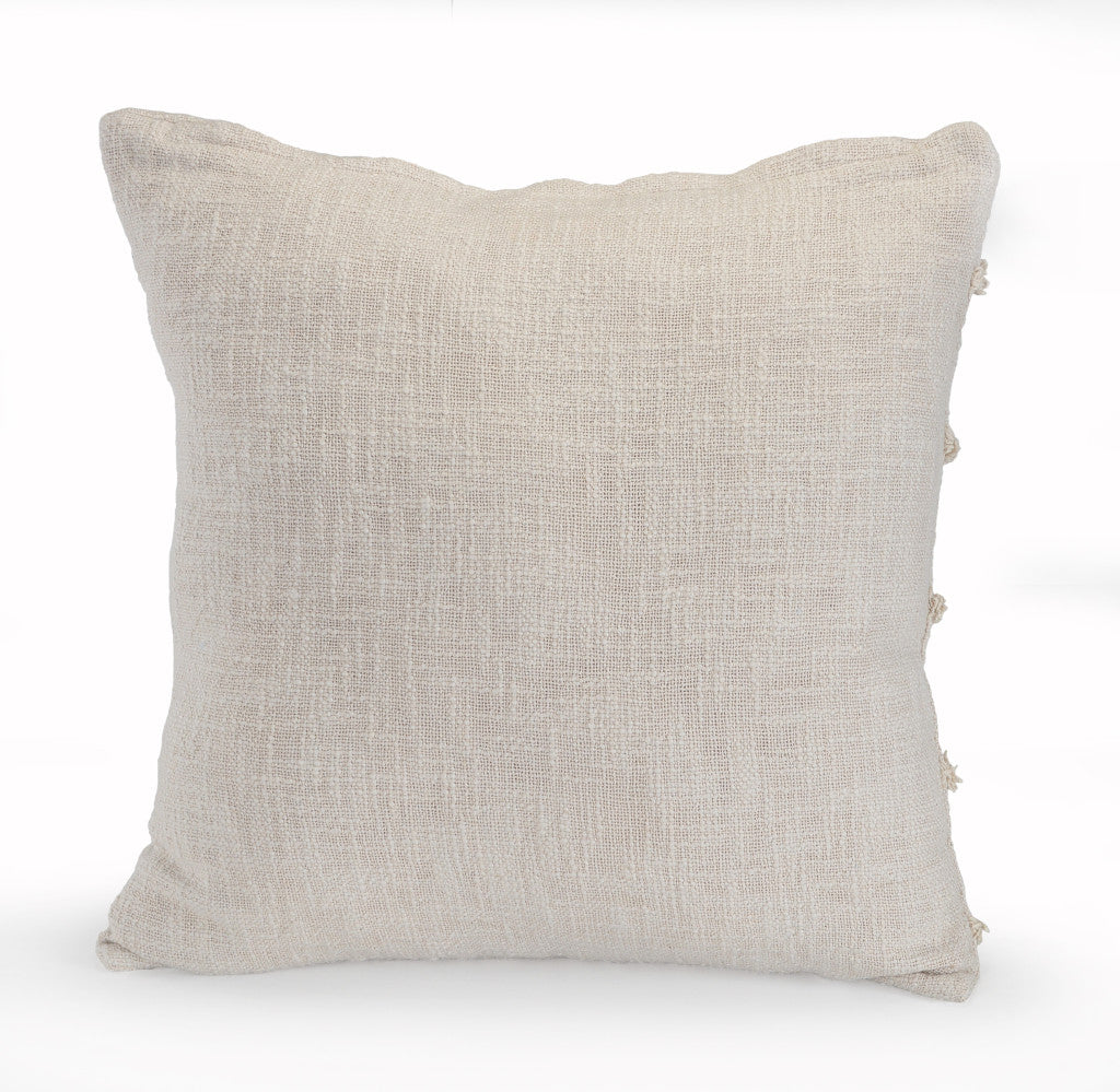 Set of Two Gray Ribbed Cotton Throw Pillow With Fringe