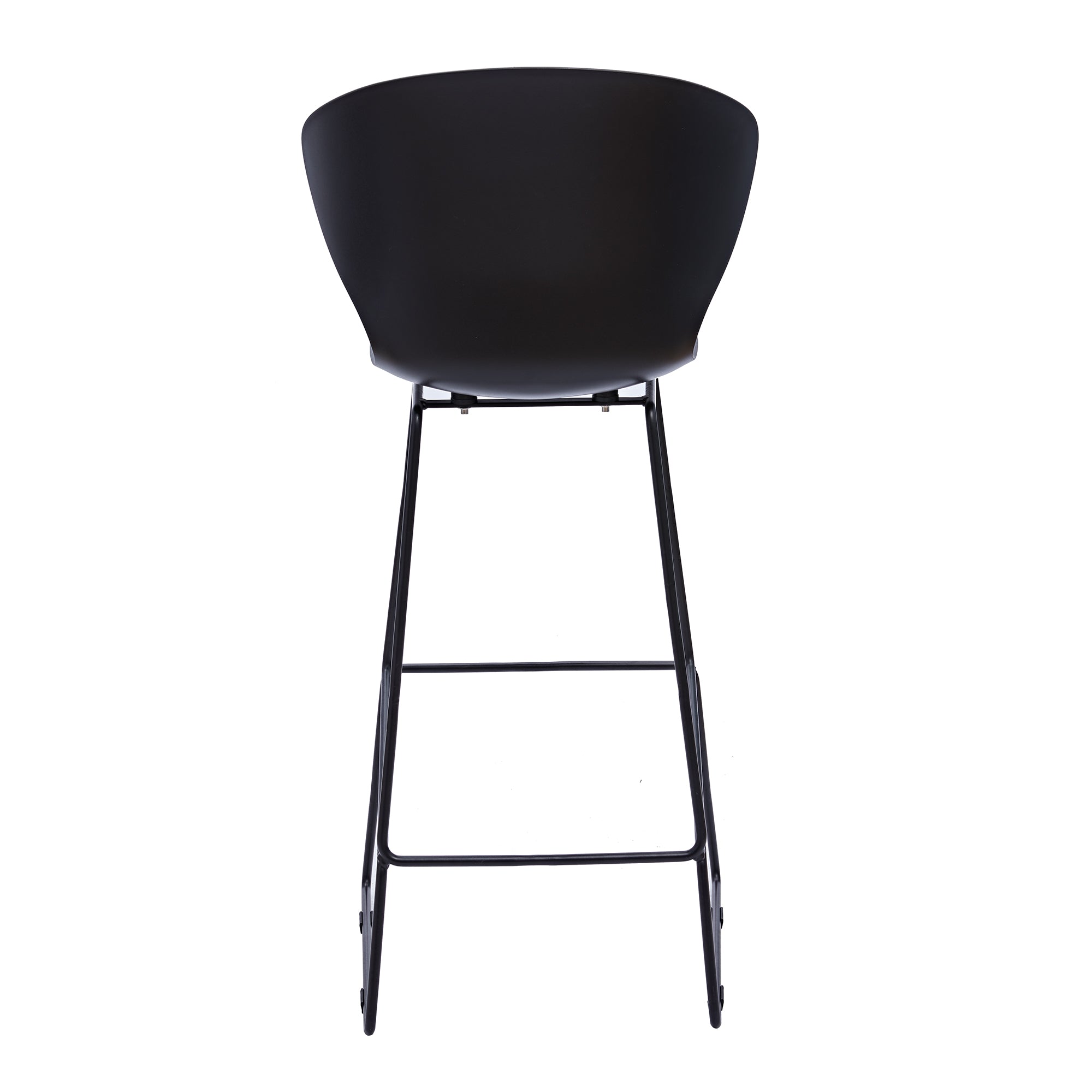 Set of Two 30" Black Metal Low Back Bar Height Bar Chairs